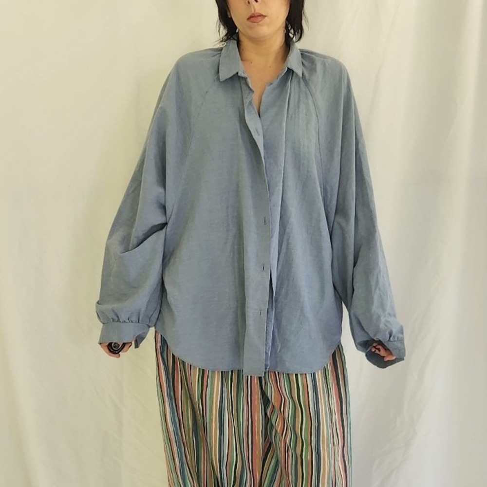 Vintage Blue Button Down Top